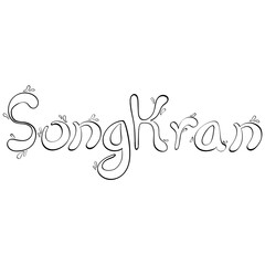 songkran english lettering with splash style handrawn outline style illustration