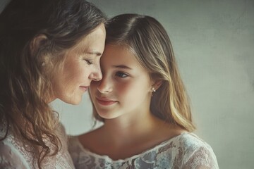 Obraz premium A loving mother and daughter sharing a tender moment together