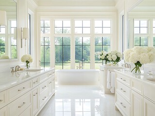 Luxurious White Bathroom Interior.