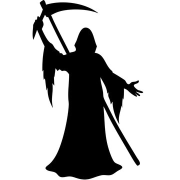 recommend clip art: Grim Reaper Silhouette with Scythe Vector for Halloween Decor and Tattoos