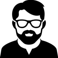 Hipster Man Silhouette Vector with Beard and Glasses for Artwork and Design Projects