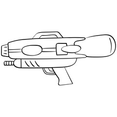 water gun with rounded tank handrawn outline style illustration