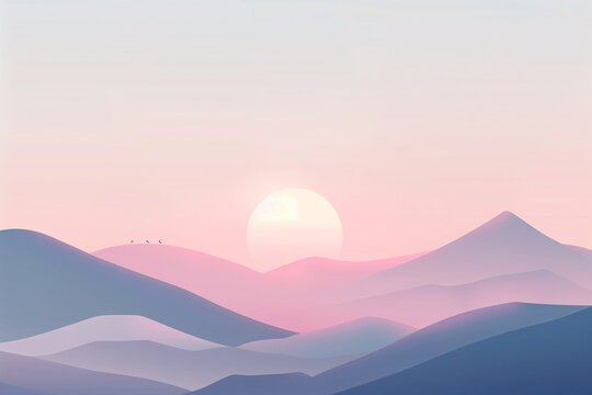 A calming wallpaper showcasing a minimalist landscape with soft gradients and gentle colors.