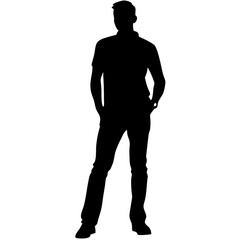 Fototapeta premium Silhouette of a Man Standing Wearing Casual Clothing for Graphic Design