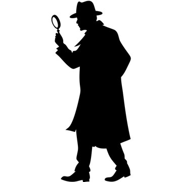 recommend clip art: Silhouette Detective with Magnifying Glass Mystery Theme Vector Illustration