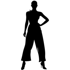 Elegant Woman Silhouette in Fashionable Jumpsuit for Design and Craft Projects