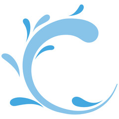 water splash curved swirl with tail handrawn flat style illustration