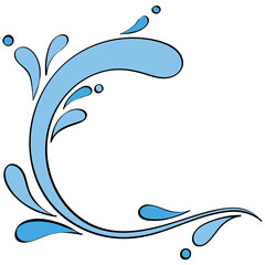 water splash decorative swirl splash handrawn line and color style illustration