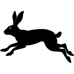 Fototapeta premium Black Silhouette of Jumping Rabbit Ideal for Animal Illustrations and Graphic Designs
