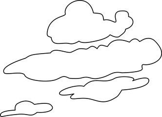 Black Line Art Flat White Fill Stratus Cloud Illustration, Stratus Cloud Drawing, Stratus Cloud Clipart