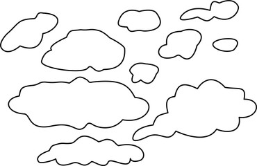 Black Line Art White Shadow Stratus Cloud Illustration Minimalist Cloud Drawing Clipart