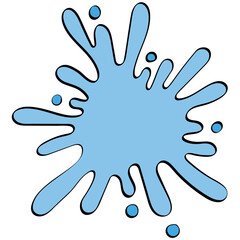 water splash round splash shape handrawn line and color style illustration