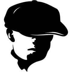 Vintage Male Silhouette with Flat Cap for Tattoo or Logo Designs