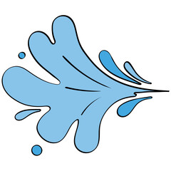 water splash scattered splash burst handrawn line and color style illustration