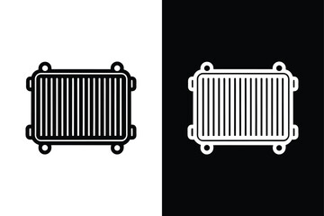 Black and White Car Radiator Icon Perfect for Automotive Graphics.