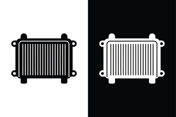 Black and White Car Radiator Icon Perfect for Automotive Graphics.