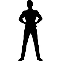 Fototapeta premium Heroic Male Silhouette with Hands on Hips Vector for Graphic Design and Illustrations