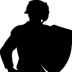 Warrior Silhouette Vector with Shield for Illustrations and Design Projects