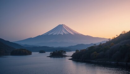 Majestic mount fuji sunrise japan landscape photography tranquil waters scenic view serenity