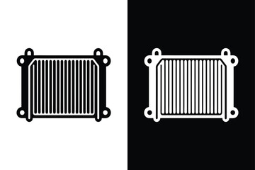 Car Radiator Vector Icon in Black & White Premium Options.