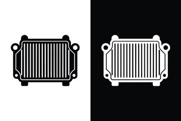 Car Radiator Vector Icon in Black & White Premium Options.