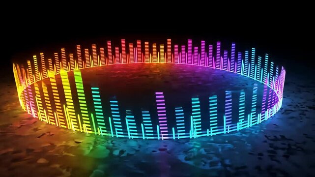 Rainbow Equalizer Circle on Dark Textured Surface