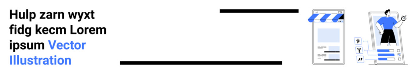 User profile with statistics, photo, and editable details beside an online store template. Ideal for interface design, e-commerce, app UI, data visualization, profile setup, analytics simple landing