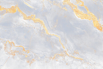 Abstract dark blue marble texture with gold veins.