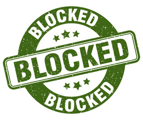 blocked stamp. blocked label. round grunge sign
