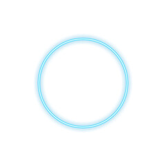 Bright Neon Blue Circle Frame on Transparent Background