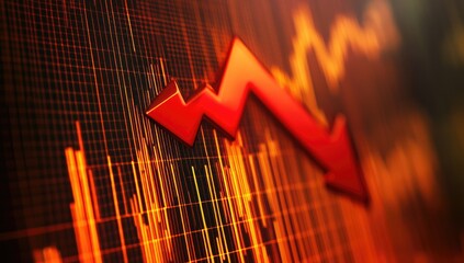 Declining stock market graph.  Sharp downturn in financial data