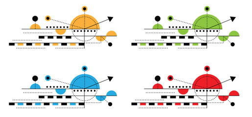 Modern Abstract Line Art Design Element Different Colors. Graphic elements for a website background or banner.