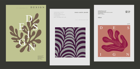 Obraz premium Series of abstract posters featuring botanical silhouettes in vivid color palettes. Perfect for wall art, modern interiors, and creative visual storytelling.