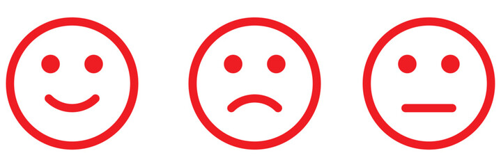 Smile icon. Emoticons simple line icon negative, neutral and positive, sketch doodle sign. Vector illustration.