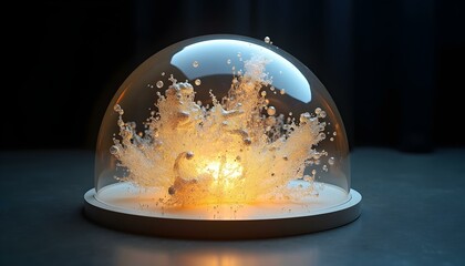 Modern Abstract Art Lamp with Glass Dome and Light