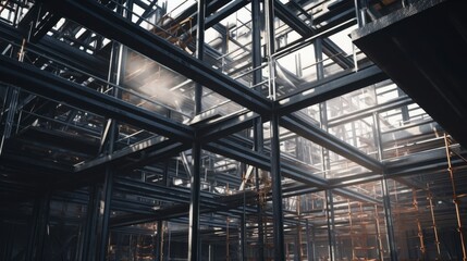 A large building with a lot of steel beams