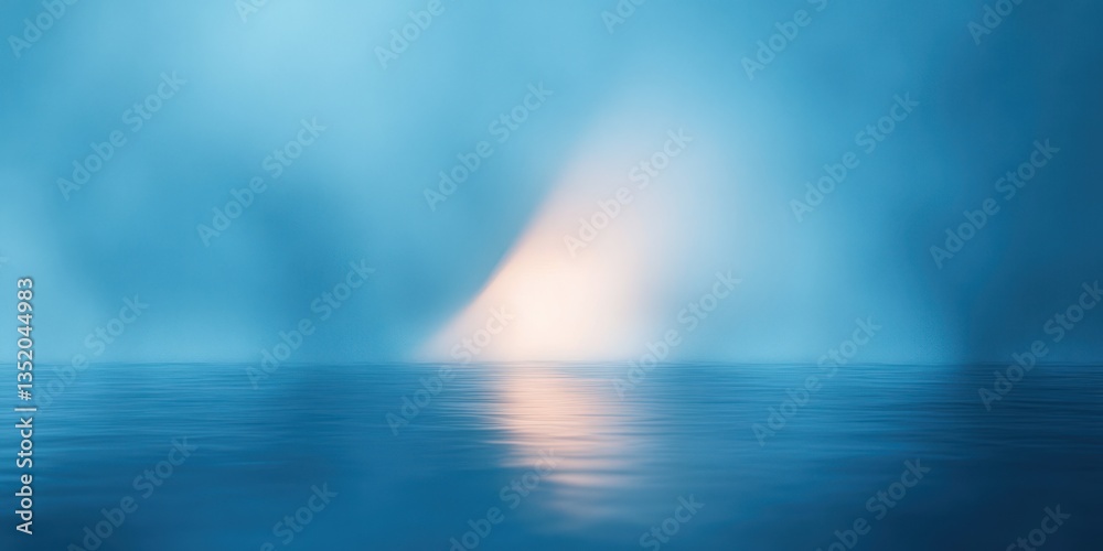 Poster Abstract Blue Background with Soft Light and Blurred Shadows for Product Presentation in Minimalist Style