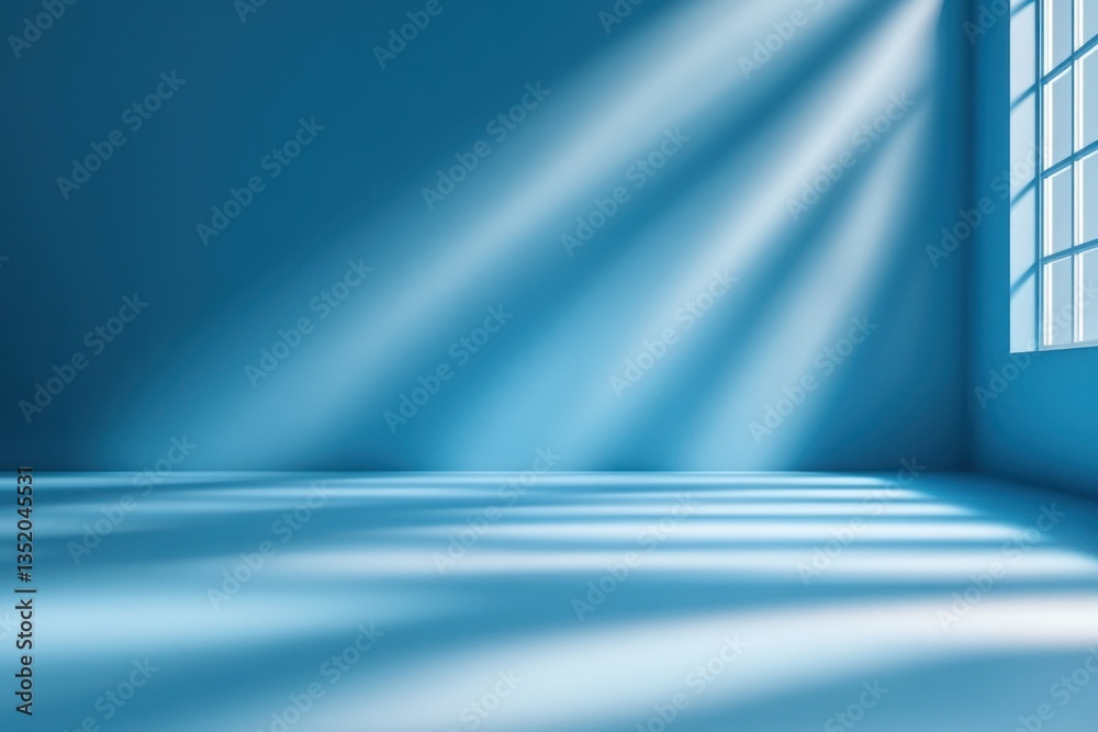 Poster abstract blue minimalist background for product presentation with soft light and blurred shadows
