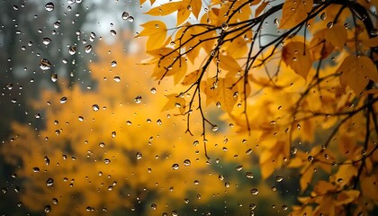Rainy autumn days: A cozy and intimate view of fall through a window