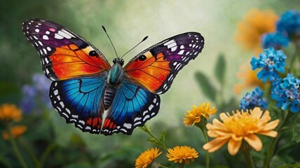 Naklejka premium butterfly on flower