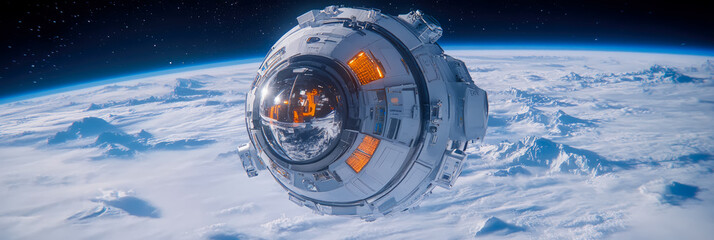 Orbital Exploration: A futuristic space station above Earth