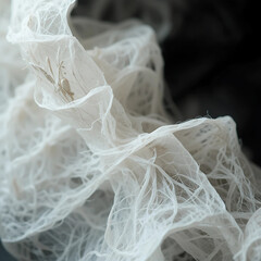 Soft and Delicate White Mesh Fabric Close-up