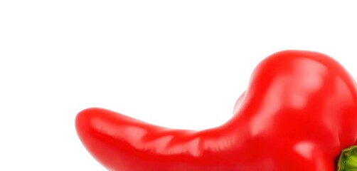Single vibrant red bell pepper, isolated on pure white background, bell pepper, backdrop