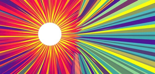 Vectorized sunburst patterns in vibrant, contrasting colors, radiating energy, vector art, design, pattern