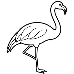 Flamingo line art isolated on white background
