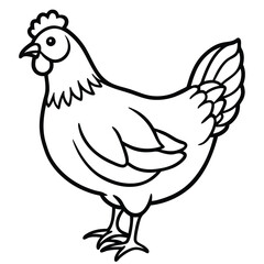 Line art Hen isolated on white background