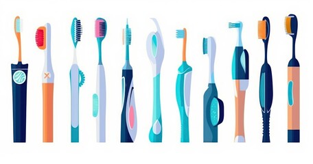 A Collection of Modern Colored Toothbrushes for Oral Hygiene Care