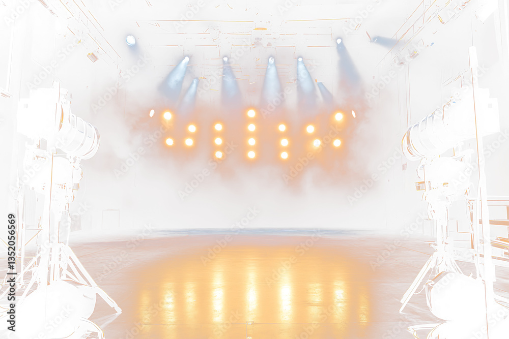 Poster empty stage with lights and haze.