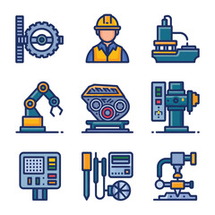 vector icons for robots, artificial intelligence, and the assistance provide in work and security 
