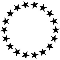18 stars organized in a circle, a round formed by vector 18 assets stars shaped.